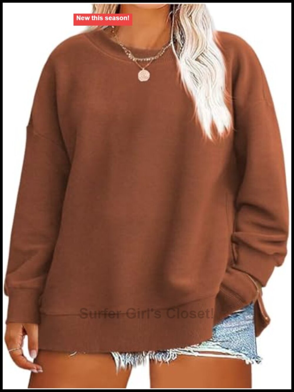Plus Size Oversized Sweatshirt Long Sleeve Crewneck Side Slit Zipper Pullover